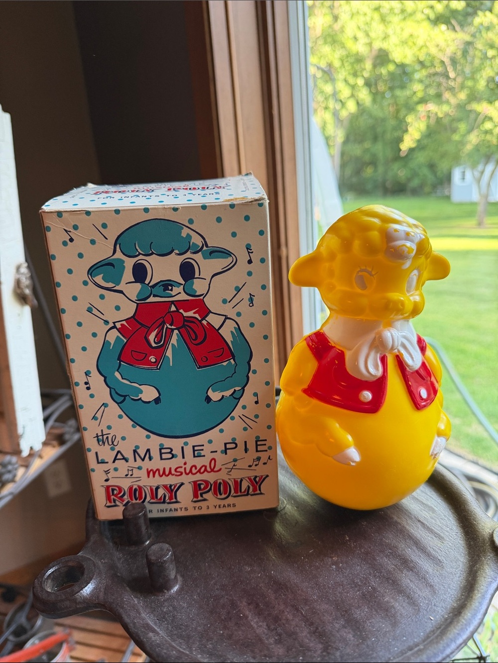 Vintage LAMBIE-PIE Musical Roly Poly Toy with Original Box